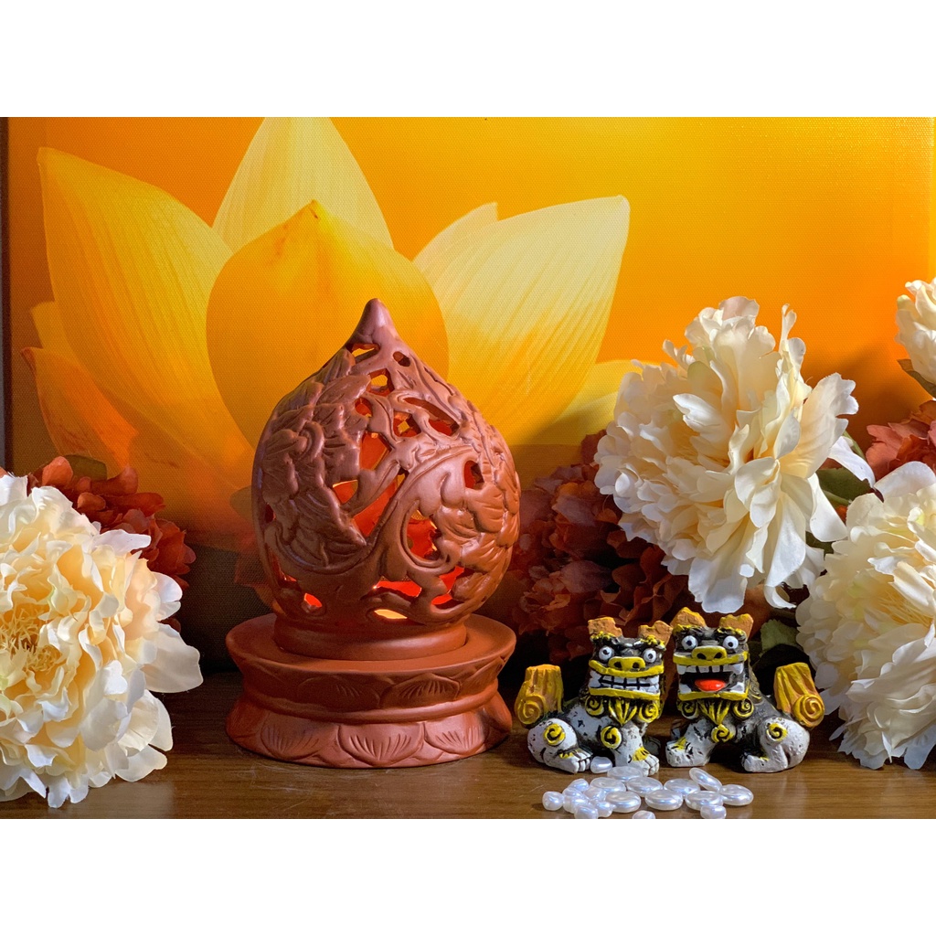 Trầm đèn lồng Bát Tràng kèm đế