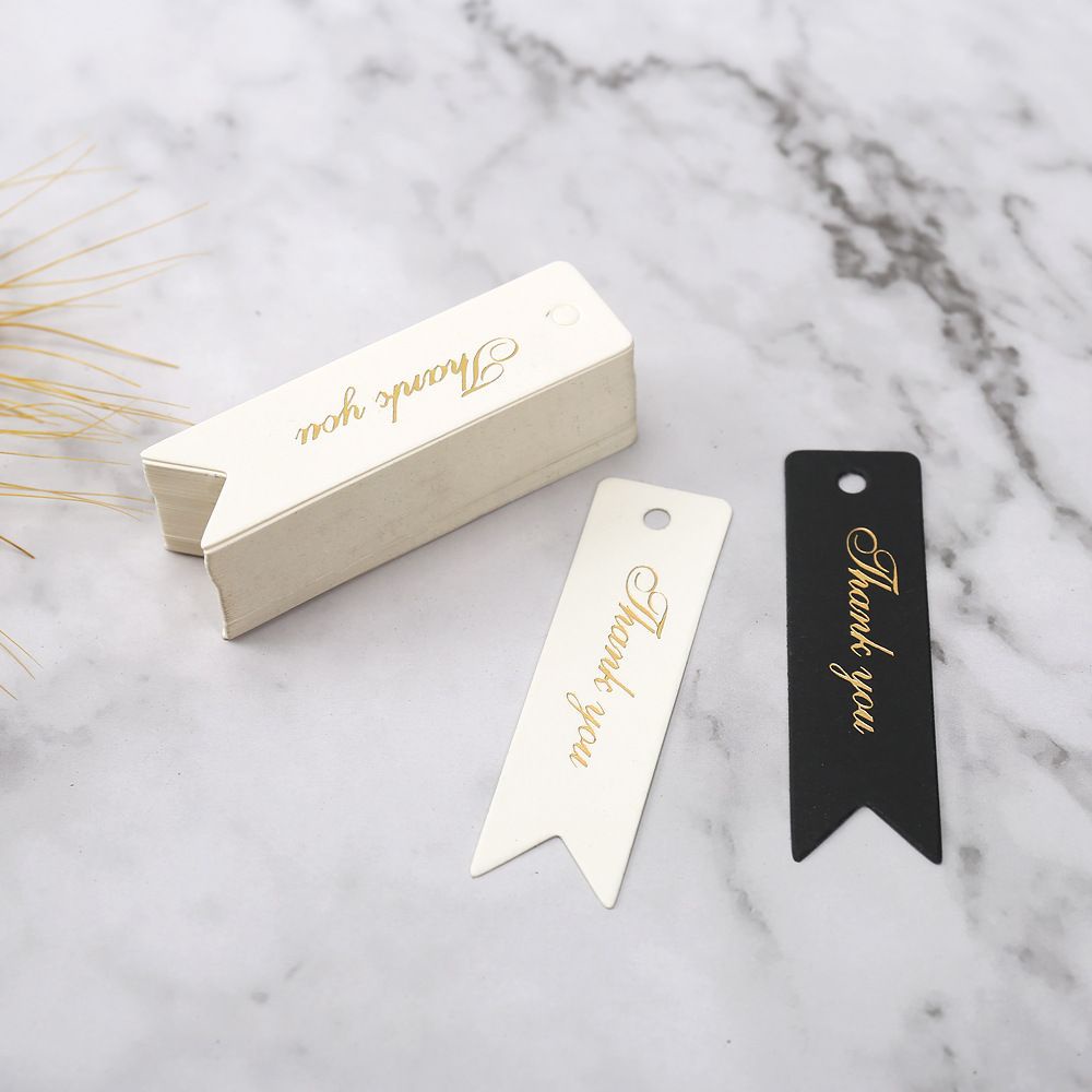 100 Tấm tag 2x7cm in chữ Thank You treo trang trí độc đáo
