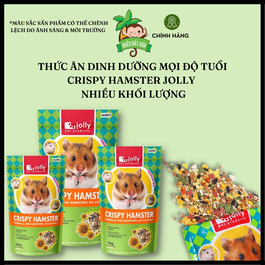 Thức ăn cho Hamster - Crispy hamster ngũ cốc dinh dưỡng dành cho mọi độ tuổi chính hãng Jolly 500 gram, 1kg, 2.5kg