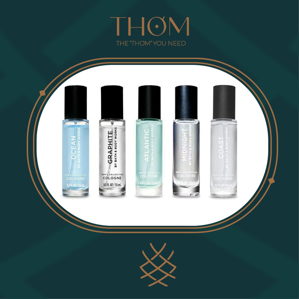 NƯỚC HOA NAM BATH & BODY WORKS MINI COLOGNE - NOIR | GRAPHITE | MIDNIGHT | COAST | MARBLE | BOURBON - 15ML