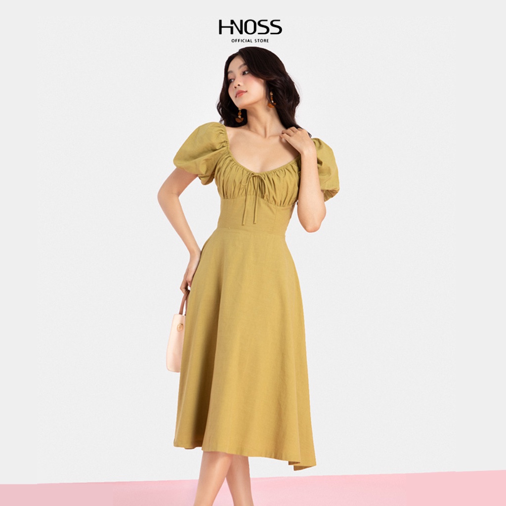 Đầm Xoè Nữ Thời Trang HNOSS Tay Bồng HNDLU041