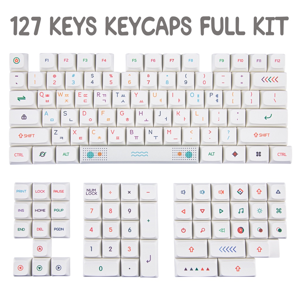 PBT XDA Profile 127 Phím Keycaps Dye Thăng hoa Bố cục ANSI cho bàn phím cơ Công tắc Gateron Kailh Cherry MX
