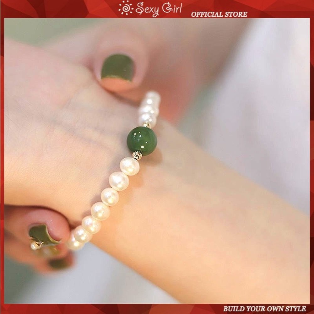 Vòng Tay Mạ Bạc 925 Đính Ngọc Trai Nhân Tạo Phong Cách Retro Thời Trang Cho Nữ