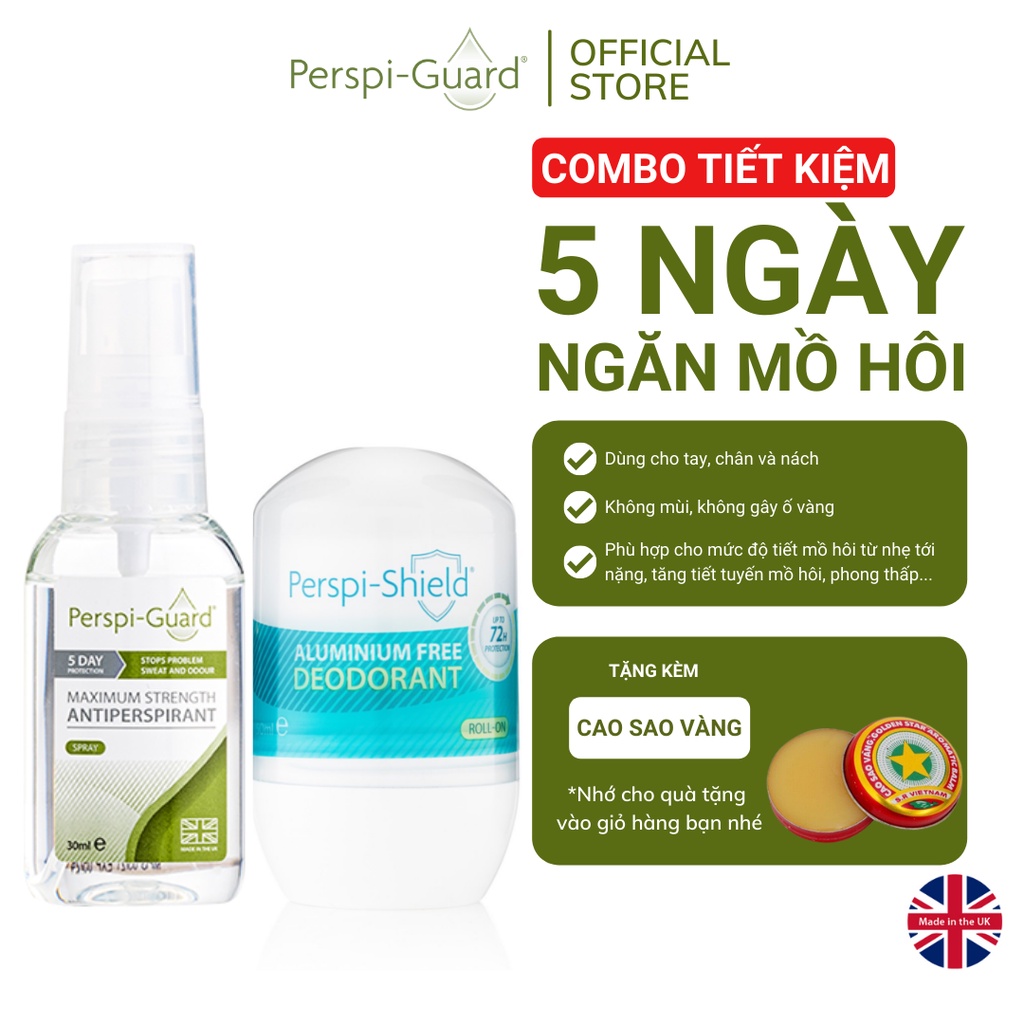 Combo xịt khử mùi Perspi-Guard 30ml + Lăn khử mùi Perspi-Shield 50ml