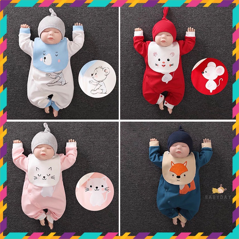 Body Cho Bé Trai Bé Gái Có Yếm, Chất Cotton Mềm Mịn, Co Giãn 4 Chiều Cho Bé 3-12kg