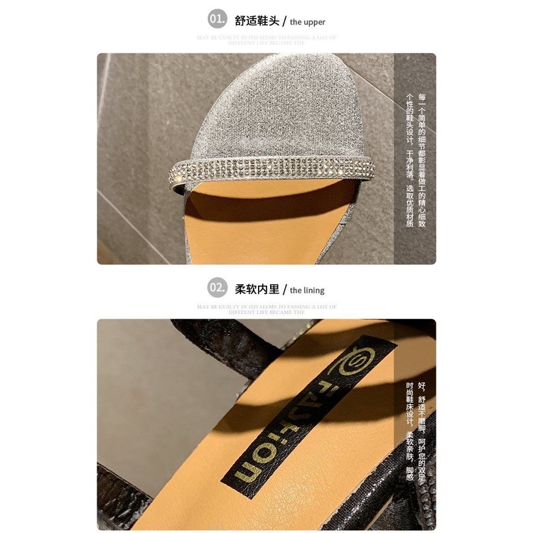 Giày Sandal Đế Bằng Dày Dặn Cột Dây Đính Đá Phong Cách La Mã Bohemian Mùa Hè Cho Nữ