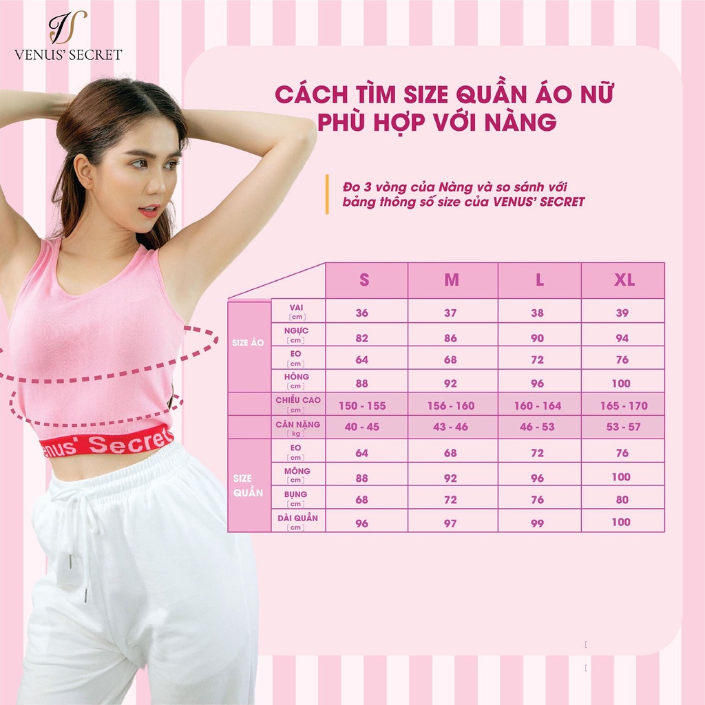 Đồ Ngủ Nữ Venus Secret Bộ Pijama Dài Tay Họa Tiết Đen