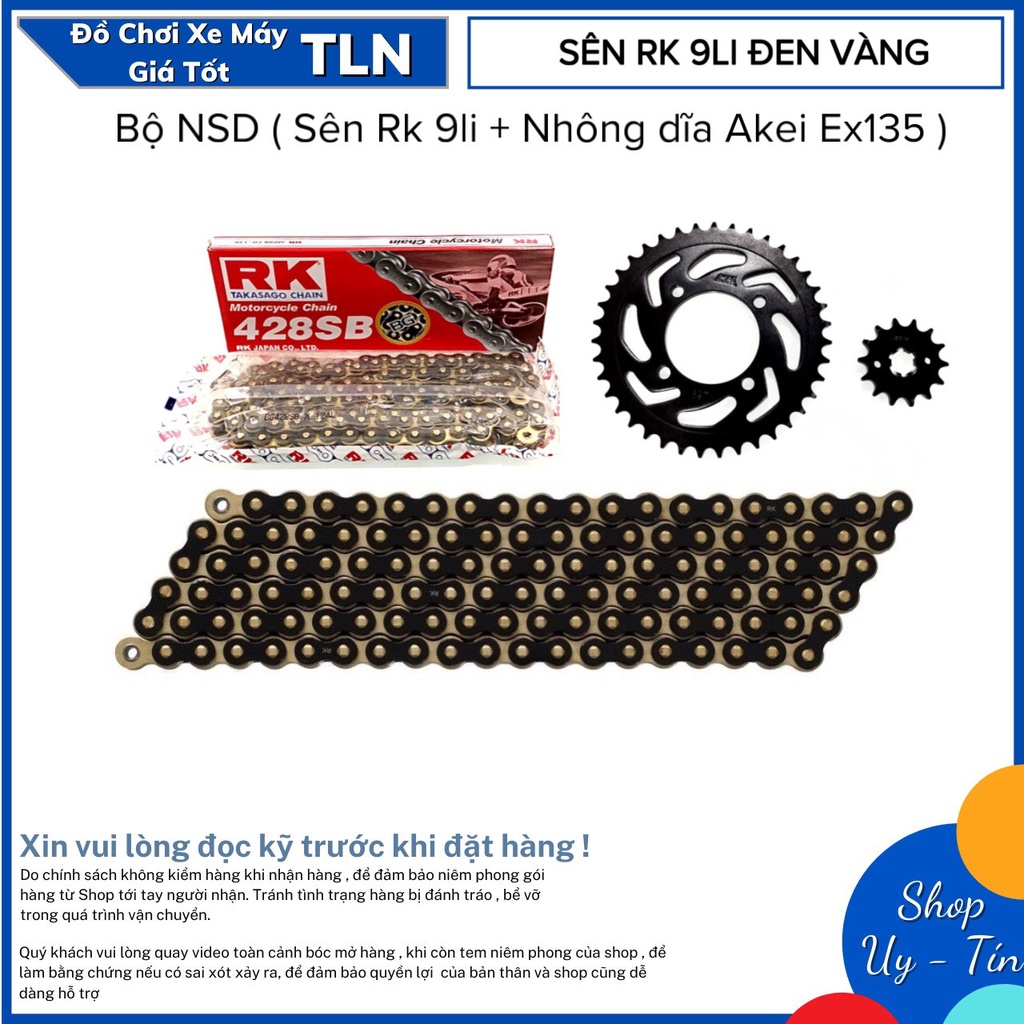 Bộ Nhông Sên Dĩa RK 9li + Nhông Dĩa AKEI EXCITER 135/150