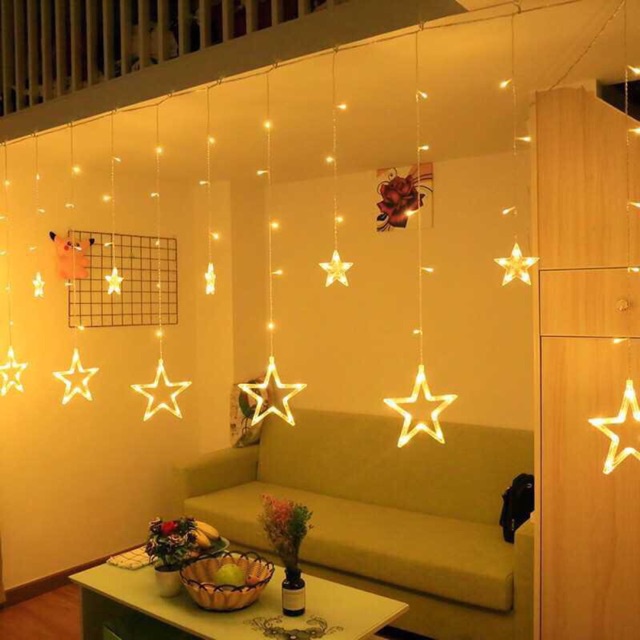 Đèn Nháy Thả Mành Sao Trang Trí Hình Ngôi Sao 3M 12 Bóng LED