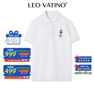 Áo thun polo  nam POLOSHIRT Thêu gấu chất CVC cotton cá sấu co giãn cổ bẻ tay ngắn lỡ PLS07 - Leo Vatino
