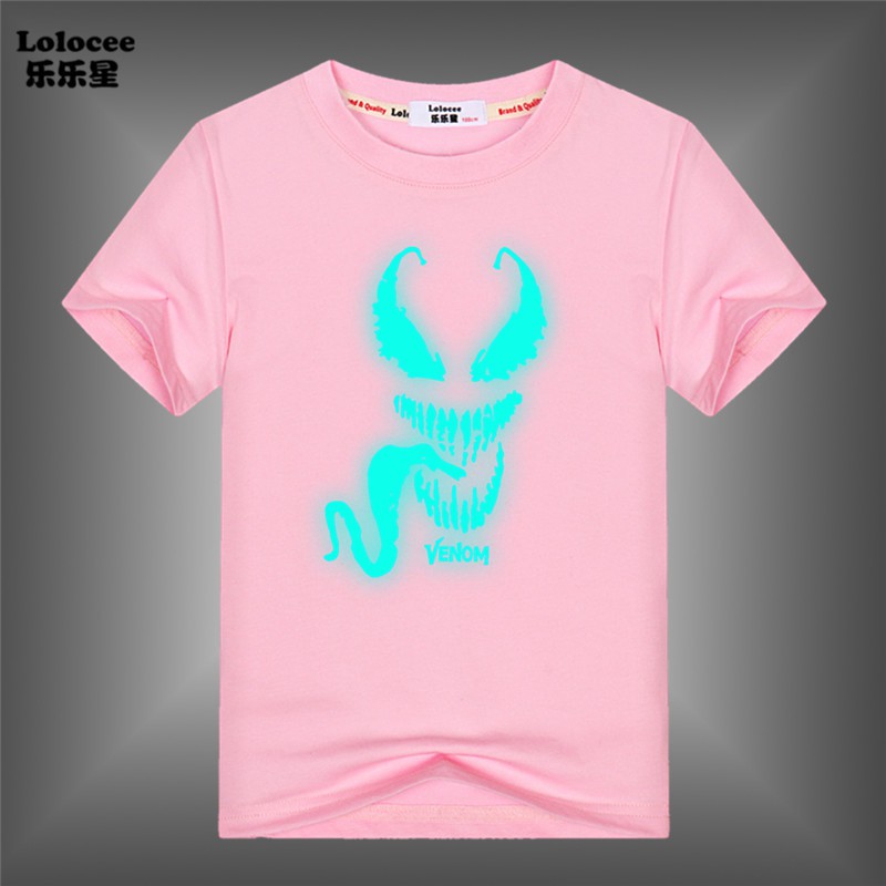 MARVEL áo nam Ngắn Tay In Hình Người Nhện Venom Dạ Quang