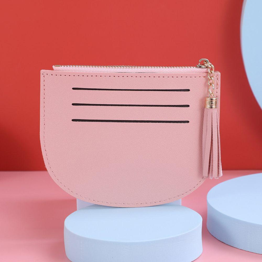 Ví Da PU Mini Màu Trơn Có Khóa Kéo Thời Trang Cho Nam Và Nữ