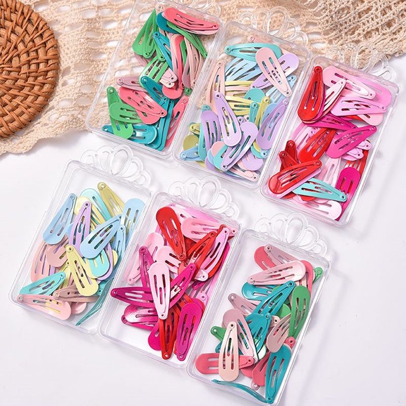 50pcs/Box Cute Children Mini Hairgrip/ Korean Geometric Colorful Hair Clips/ Candy Color Water Drop Bb Clip Hairpins/ Baby Hair Barrettes Hair Accessories