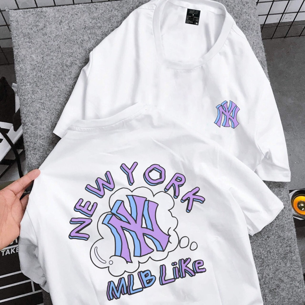 Áo Thun NEW YORK MLB LIKE  Áo Phông Nam Nữ Tay Lỡ Cổ Tròn Thun 4 Chiều Hot