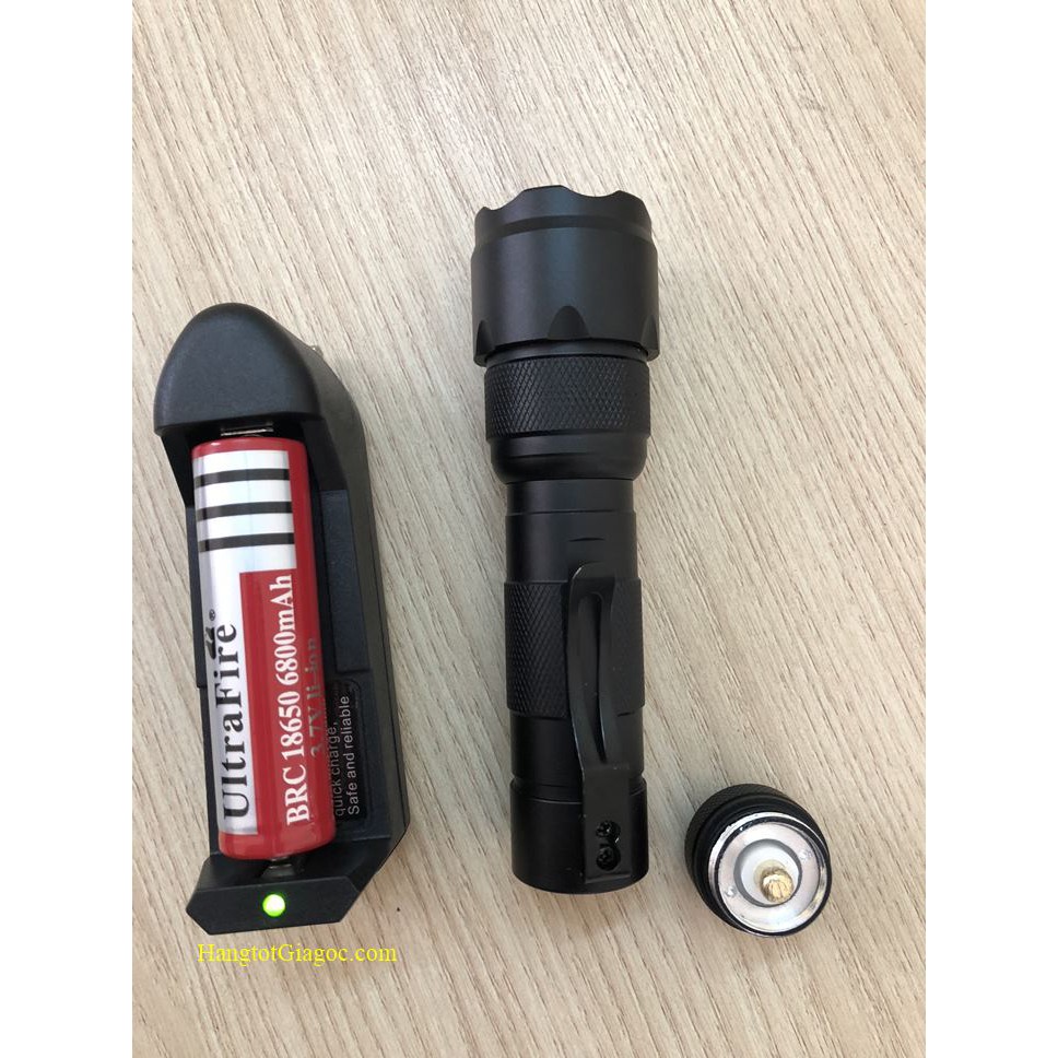 Đèn pin led siêu sáng Ultrafire 502B pin Lithium, sạc USB, bóng Led 10w