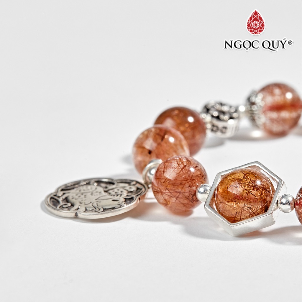 Vòng tay TA tóc đỏ phối charm heo bạc - Ngọc Quý