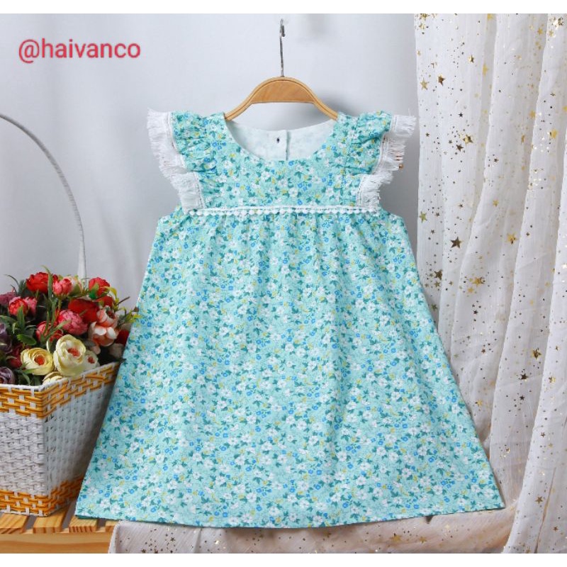 Đầm váy bé gái SIZE ĐẠI hoa nhí tay cánh tiên haivanco vải Kate nhập 15 đến 40 kg  mềm mại thoáng mát đi học đi chơi đẹp