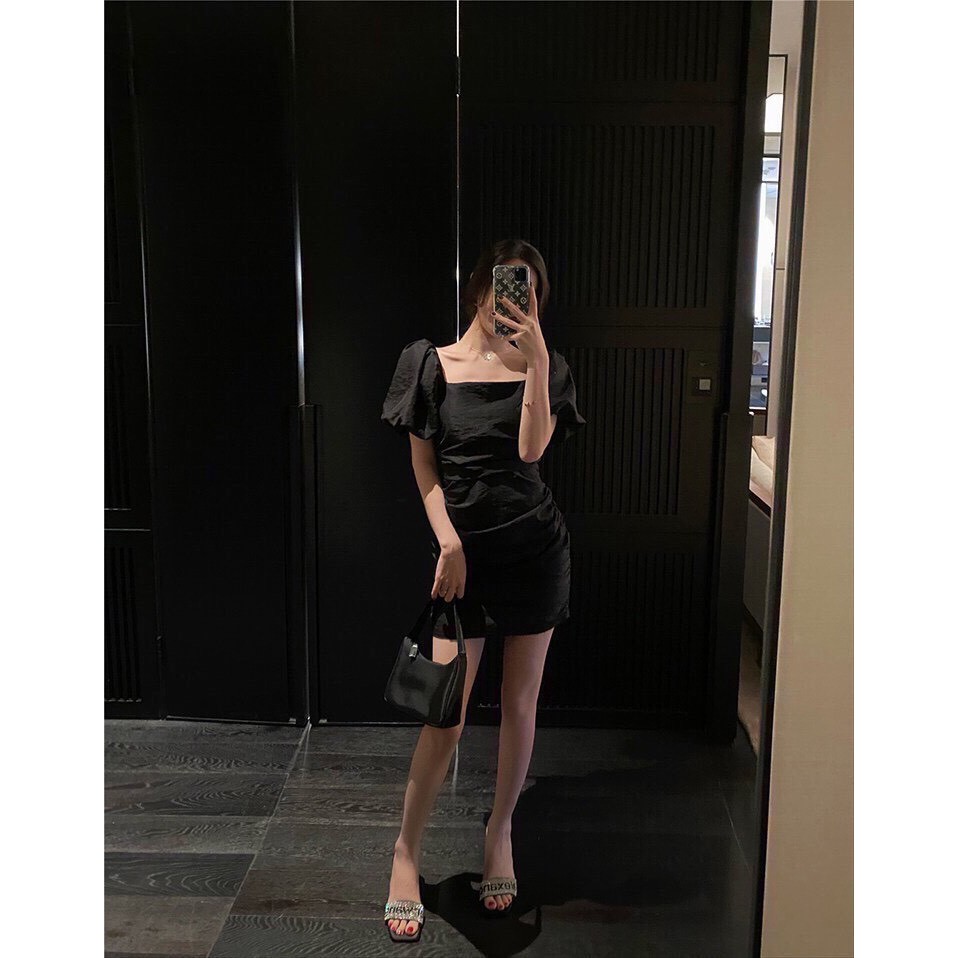 ĐẦM BODY ĐEN ĐAN LƯNG TAY BỒNG SANG CHÃNH DBD1309