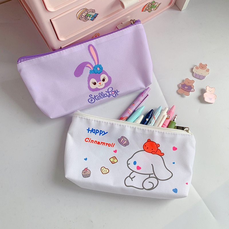 Túi Đựng Bút Đa Năng Sức Chứa Lớn Bằng Vải canvas Họa Tiết Hoạt Hình Xinh Xắn