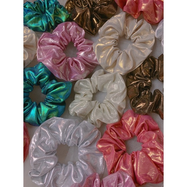 Scrunchies ánh nhũ lóng lánh,chun buộc tóc nhũ óng