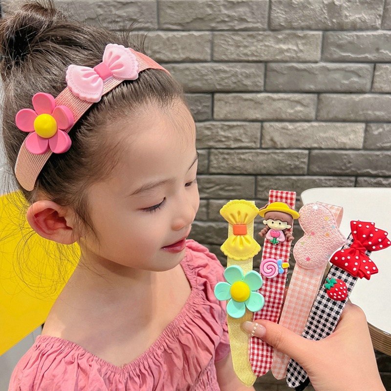 Băng Đô Cài Tóc Mái Ngang Họa Tiết Hoạt Hình Dễ Thương Cho Bé Gái