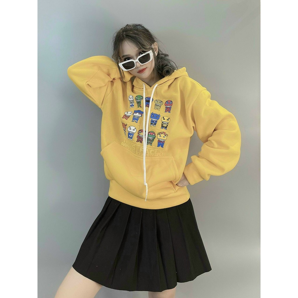 [Ảnh Thật] Áo Hoodie Chibi siêu anh hùng Form rộng Unisex Nam Nữ Couple Freesize