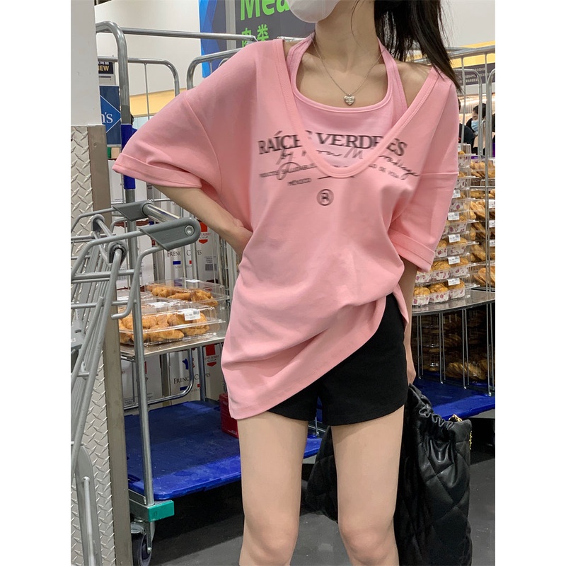 Set Áo Thun Ngắn Tay Và Đầm Hai Dây Họa Tiết Sọc Caro Phong Cách Mỹ Thời Trang Mùa Hè 2022