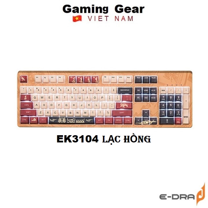 Giá siêu sốc [Mã ELBAU5 giảm 5% tối đa 500K] Bàn phím cơ Gaming Edra EK3104 Lạc Hồng 104 phím USB Type C