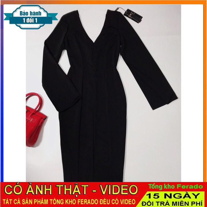 [ xả kho ] MiD Đầm dài tay đen body thu hút V1208 Mie Design kèm ảnh thật