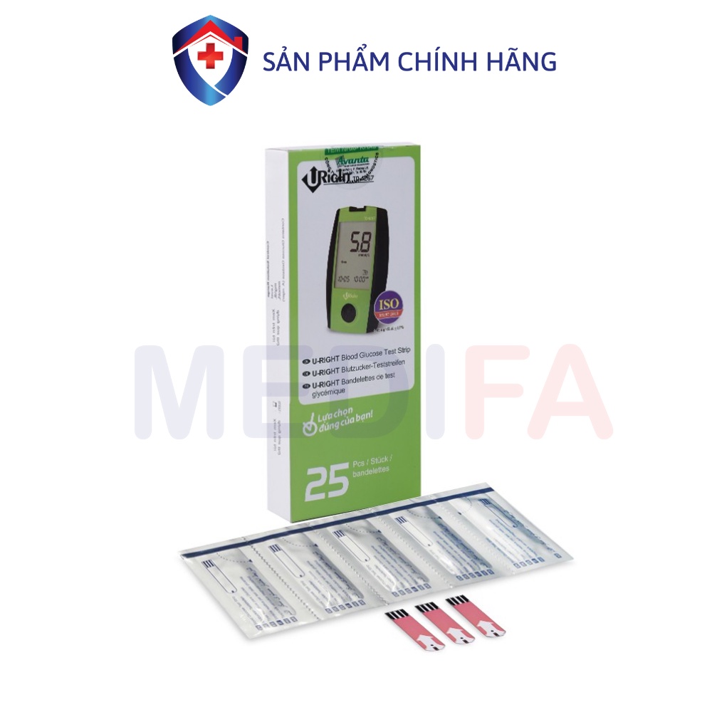 Hộp 25 Que Thử Đường Huyết URight Dùng Cho Máy TD-4265/TD-4267