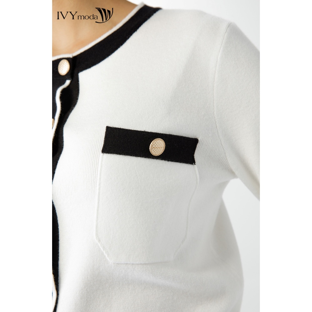Áo khoác len nữ viền màu IVY moda MS 77B8867