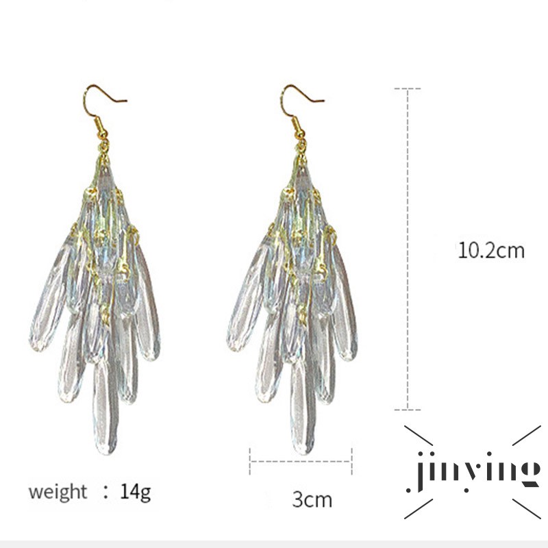 GETNOIVAS Khuyên tai pha lê dáng dài phong cách Âu Mỹ cá tính