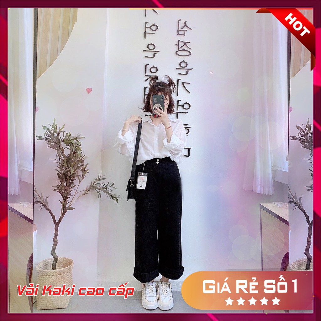 QUẦN KAKI ỐNG RỘNG 🔥SIÊU HOT🔥 2 cúc siêu cute danh cho các bạn nữ | BigBuy360 - bigbuy360.vn