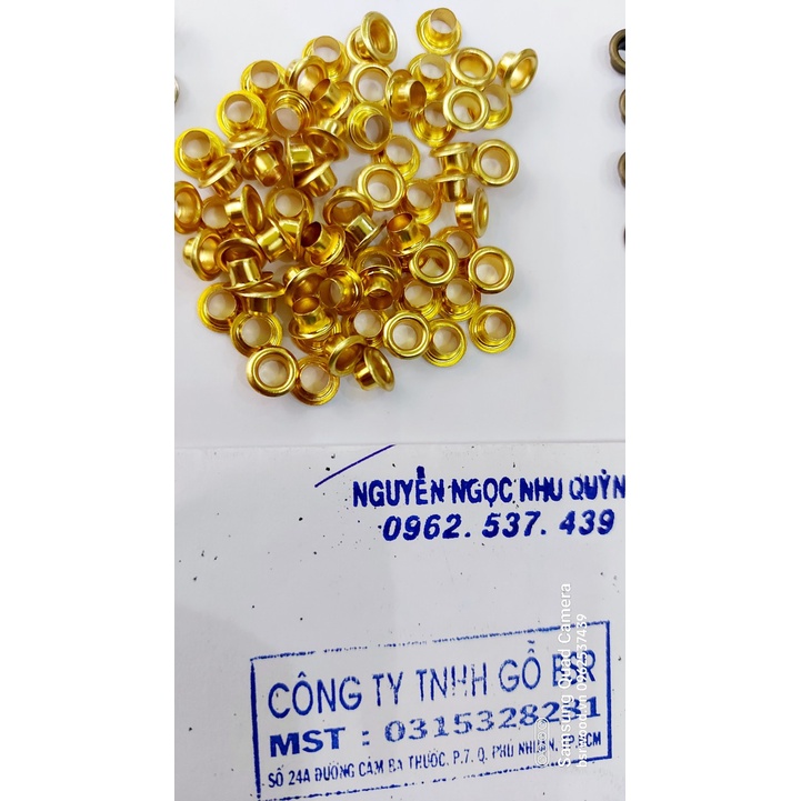 Khoen ore mắt cáo 4.5mm (4.5ly) Bằng Thau không gỉ Màu bạc vàng đồng khói Khuy mắt cáo bấm vải, quần áo, túi xách, đồ da