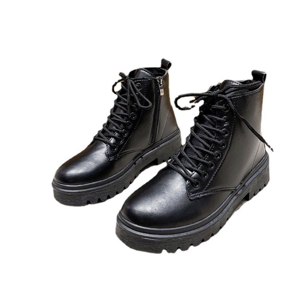 Giày bốt nữ khoá kéo đế cao 4cm chất da mền G27 mã số 50 +Tặng 1 đôi vớ dễ thương + 2 sợ dây giày