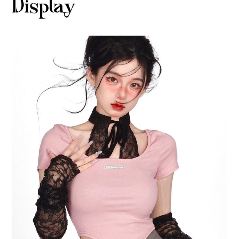 COZOK Áo Thun Ngắn Tay Thắt Nơ Eo Xinh Xắn Cho Nữ