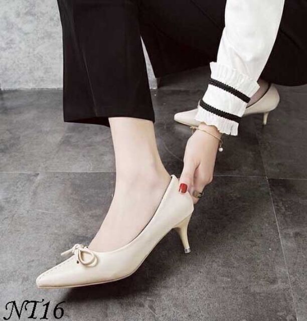 Giày gót nhọn da mềm bít mũi công sở_ hàng cao cấp