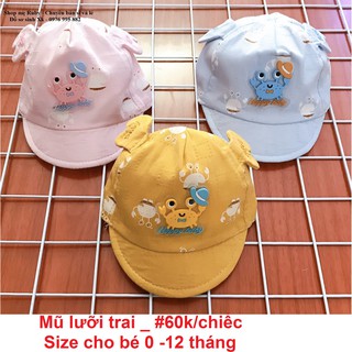 MŨ LƯỠI  TRAI CHO BÉ TỪ 0-24  THÁNG