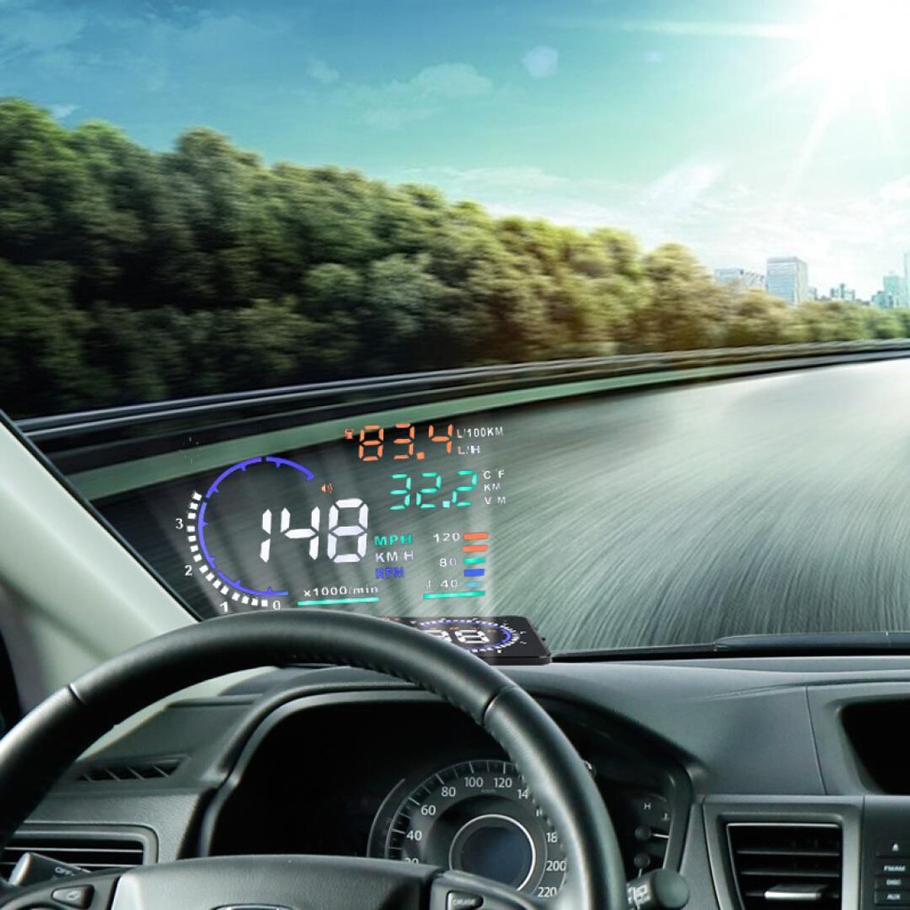 Thiết bị hiển thị tốc độ - Thông số xe ô tô lên kính lái đầy đủ HUD A8