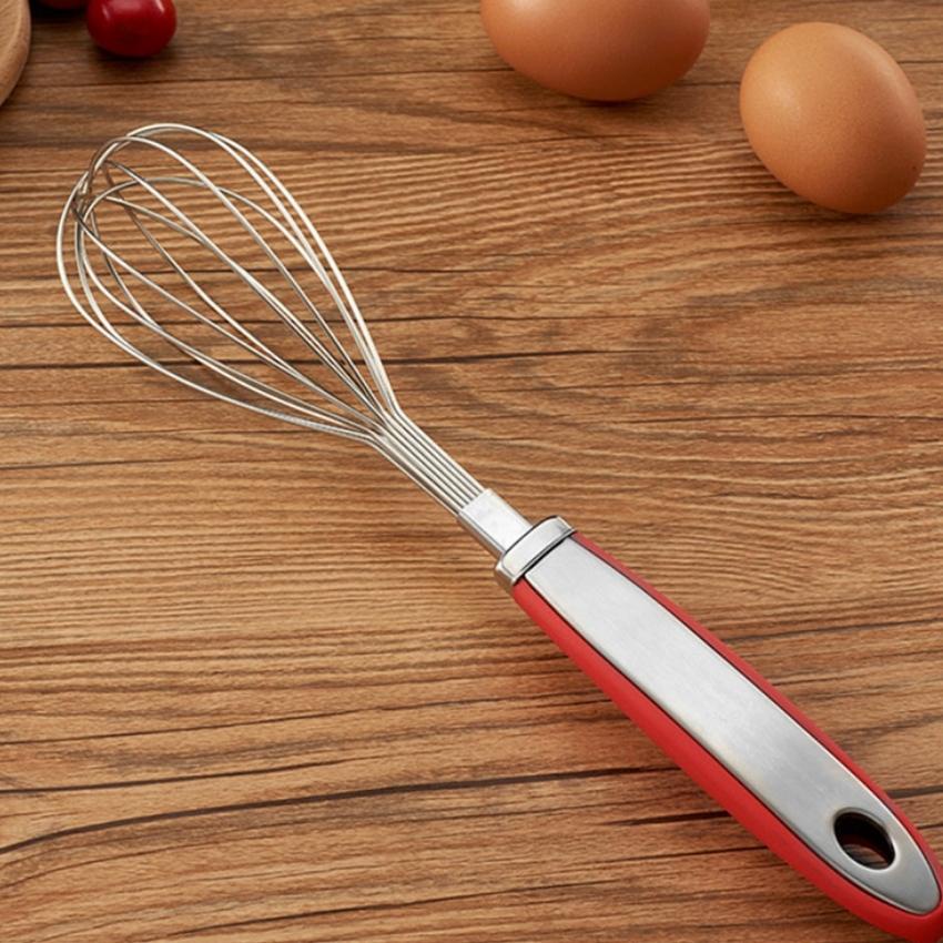 Cây Đánh Trứng Cầm Tay Dụng Cụ Làm Bánh Inox 12inches Dài 29CM Cán SILICONE  - QUISKSIL290