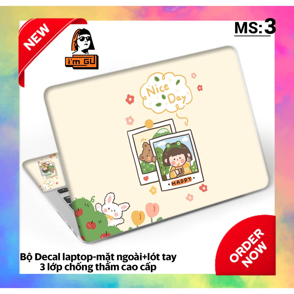 BỘ DECAL DÁN LAPTOP Decal cao cấp 3 lớp chống thấm TẤT CẢ CÁC DÒNG MÁY MACBOOK/ACER/HP/DELL