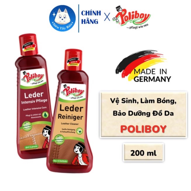 Vệ Sinh Và Làm Bóng Đồ Da POLIBOY Bảo Dưỡng, Làm Mới Túi Da, Ghế Da Ô Tô 200ml