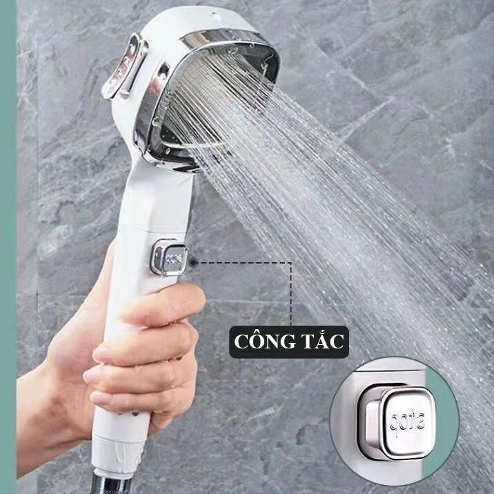 [ Tặng Dây Vòi Sen ] Đầu Vòi Sen Tăng Áp Đa Năng 4 Chế Độ Phun Nước,Vòi Hoa Sen Siêu Mạnh Tiết Kiệm Nước Thông Minh