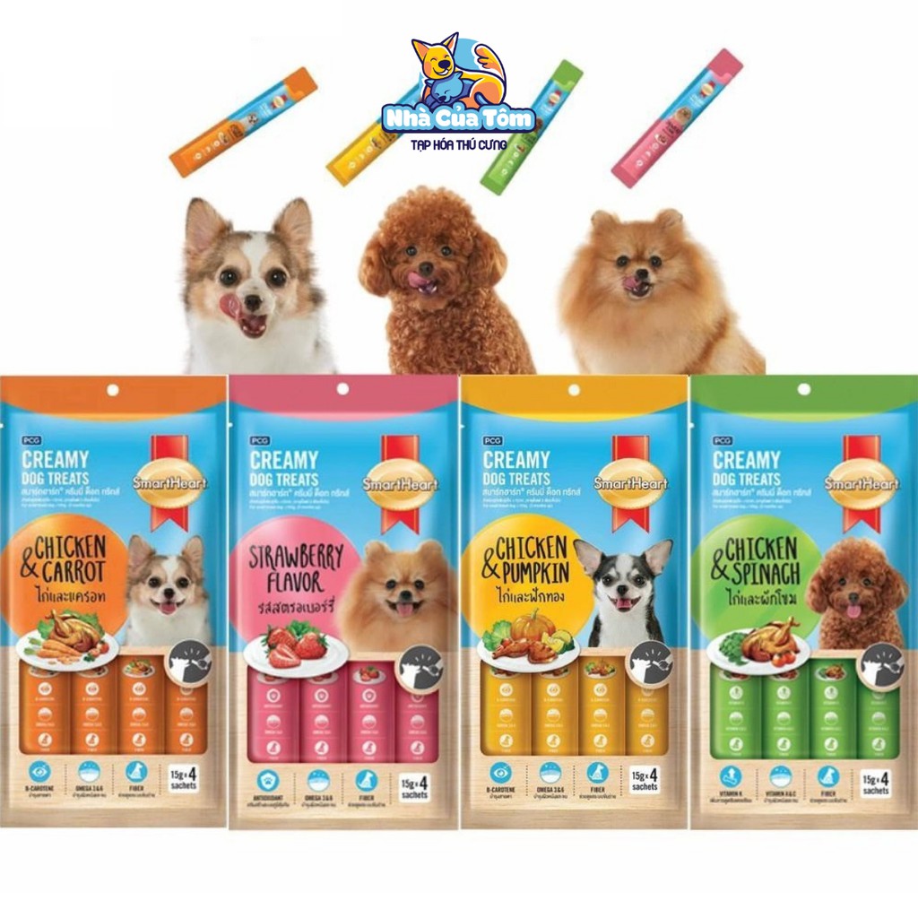 [Gói 4 thanh] Súp Thưởng Dạng Kem Cho Chó SmartHeart Creamy Dog Treats