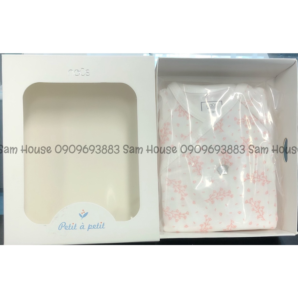 NOUS 2022 - Bodysuit dài tay họa tiết hoa nhí xanh, hồng cho bé