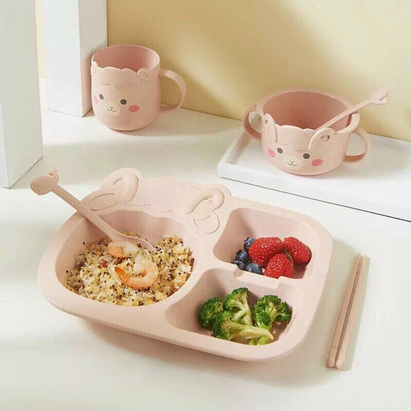 Set bộ đồ ăn dặm cho bé bằng lúa mạch.