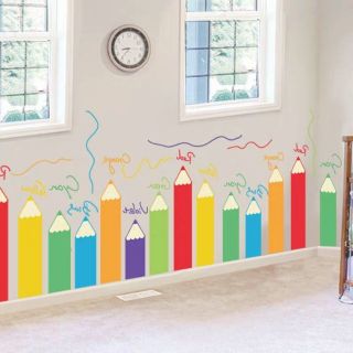 Decal dán tường bút chì màu