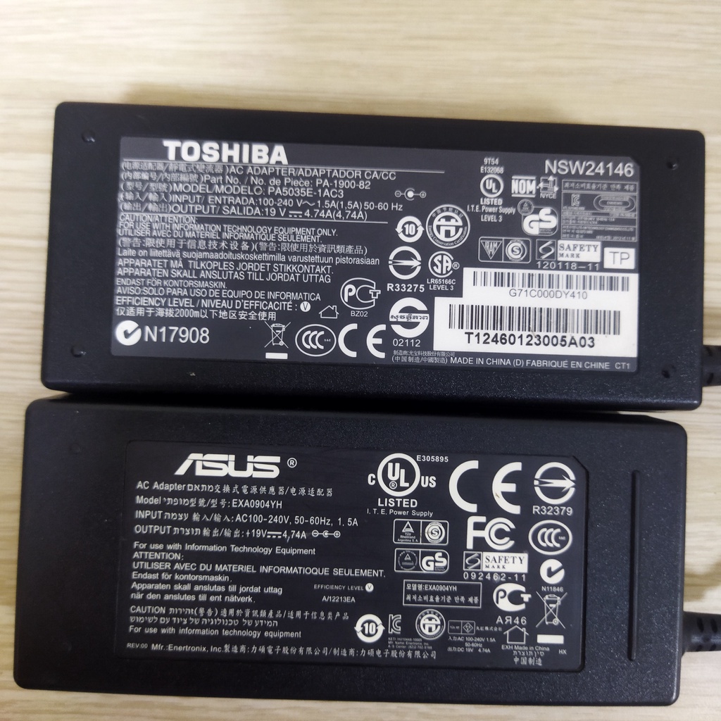 Adaptor Sạc cho Laptop TOSHIBA, NEC, FUJITSU, ASUS  ... 19V-4.74A zin Nhật đầu 5.5x2.5mm