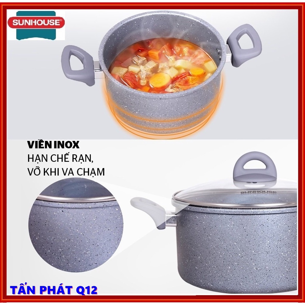 NỒI VÂN ĐÁ ĐÁY TỪ SUNHOUSE 16/20cm