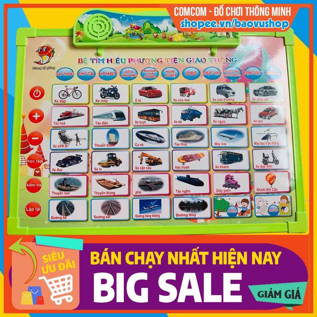 Bảng học điện tử phát âm Tiếng Anh cho bé 2 3 4 5 6 7 8 9 10 tuổi tập nói học tiếng Anh